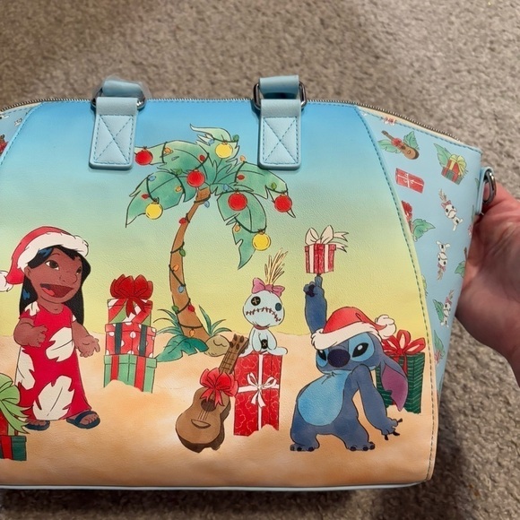 Loungefly Disney Lilo & Stitch Island Holiday Satchel Bag  Disney Lilo & Stitch Christmas Handbag Shoulder Purse Loungefly Tropical NEW